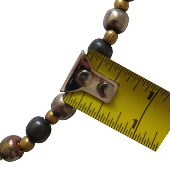 Metal Bead Chain Necklace Mixed Metals HEAVY Strand Biker Rocker Fairy Grunge - Picture 4 of 16